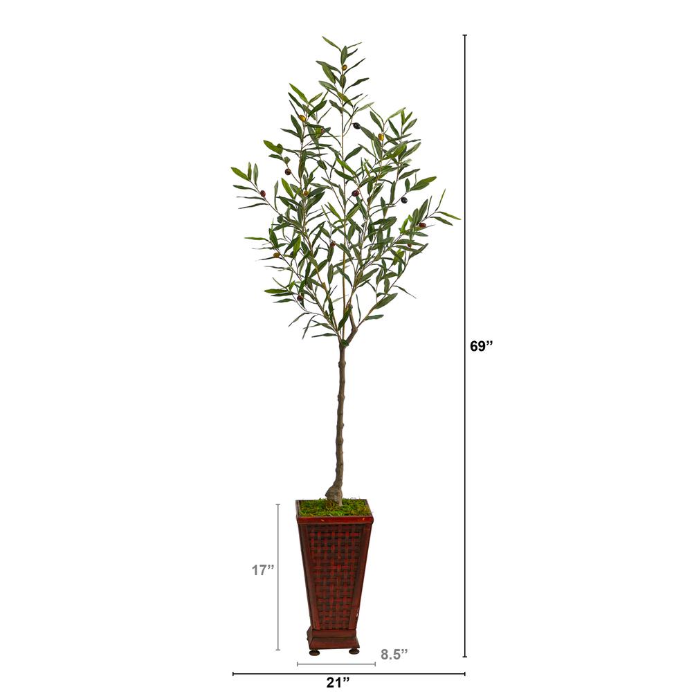 69in. Olive Artificial Tree in Decorative Planter. Picture 2