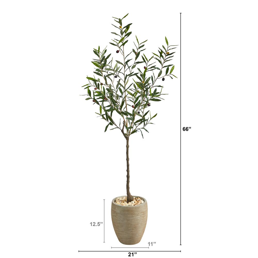 5.5ft. Olive Artificial Tree in Sand Colored Planter. Picture 3