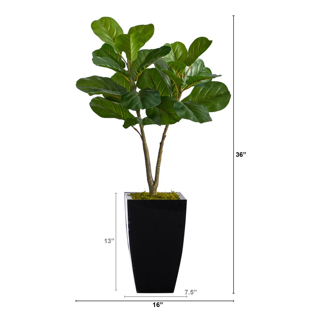 3ft. Fiddle Leaf Fig Artificial Tree in Black Metal Planter. Picture 2
