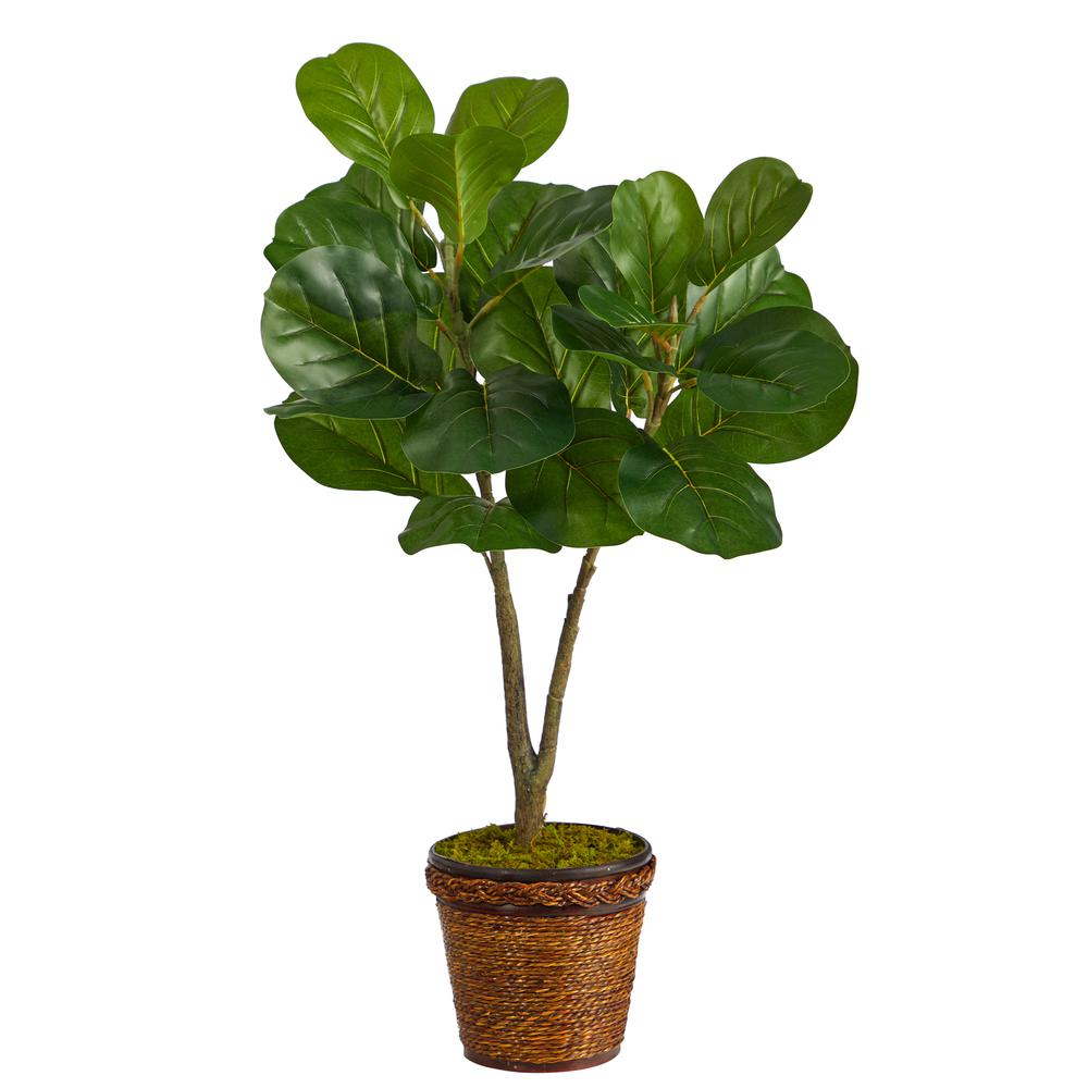 33in. Fiddle Leaf Fig Artificial Tree in Basket. Picture 1