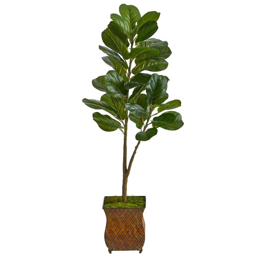 4ft. Fiddle Leaf Fig Artificial Tree in Metal Planter. Picture 1
