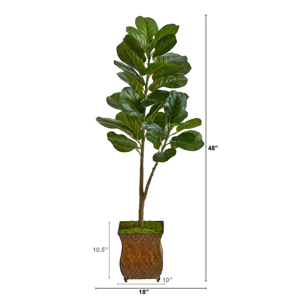 4ft. Fiddle Leaf Fig Artificial Tree in Metal Planter. Picture 2