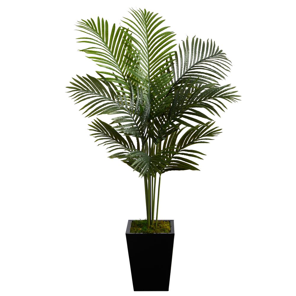 5ft. Paradise Palm Artificial Tree in Black Metal Planter. Picture 1