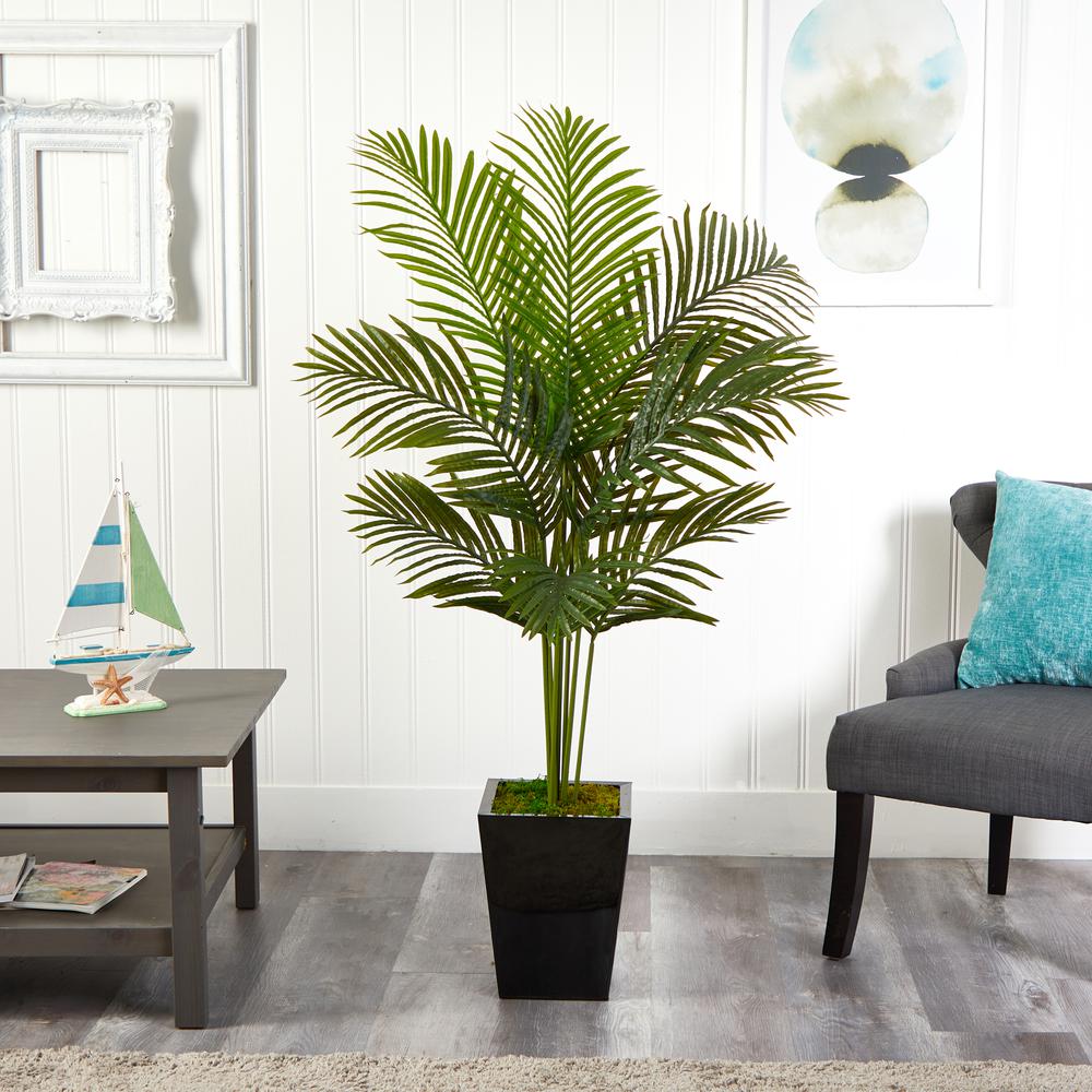 5ft. Paradise Palm Artificial Tree in Black Metal Planter. Picture 2