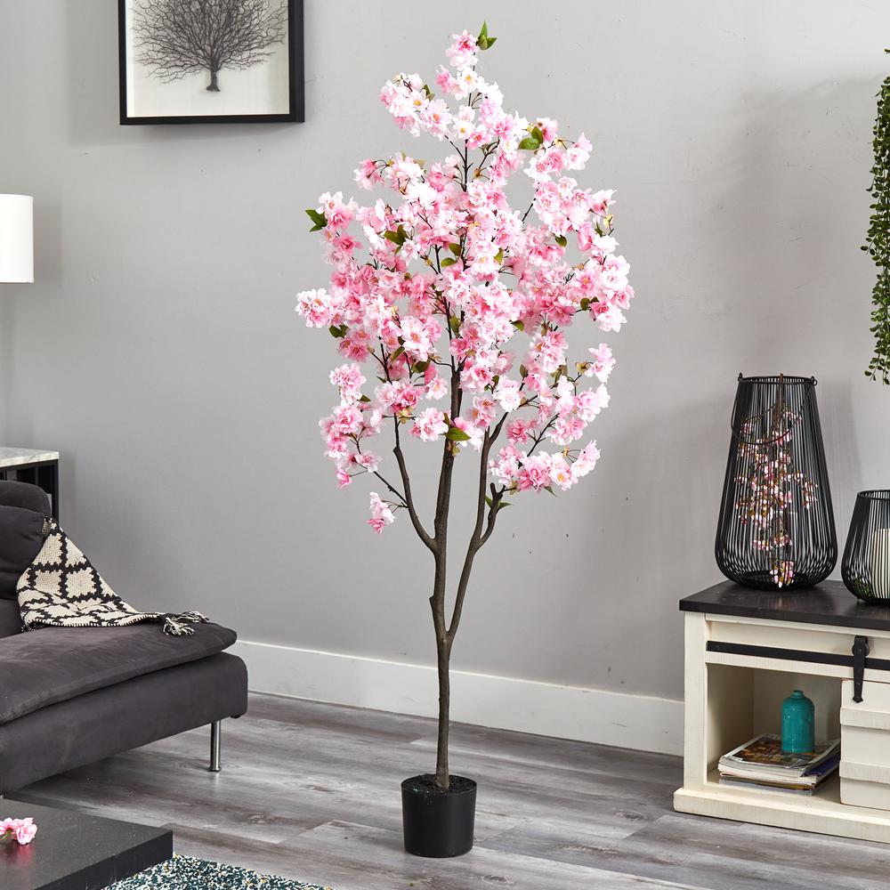 6ft. Cherry Blossom Artificial Tree, Pink. Picture 3
