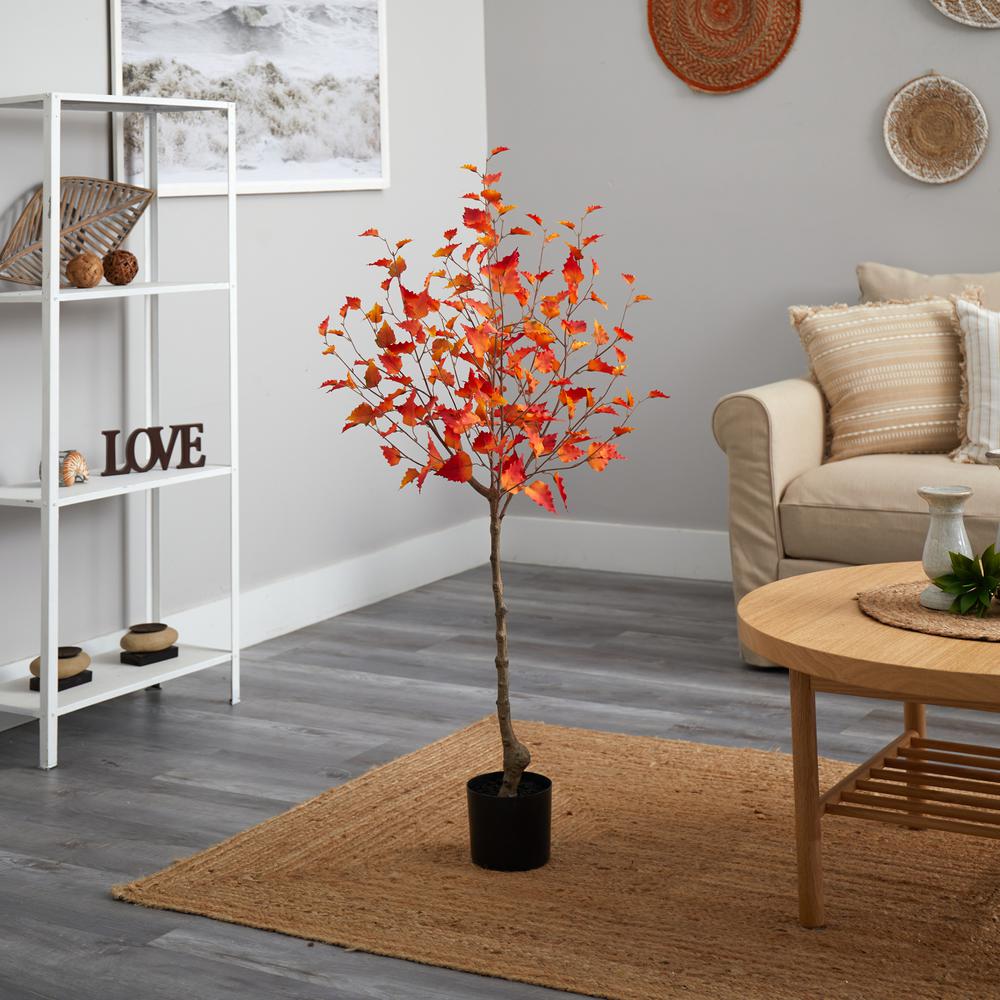 4ft. Fall Birch Artificial Autumn Tree. Picture 4