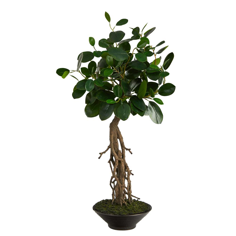 2ft. Ficus Bonsai Artificial Tree in Decorative Planter. Picture 1
