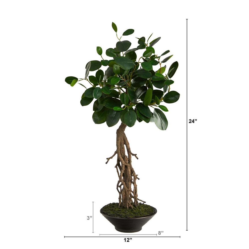 2ft. Ficus Bonsai Artificial Tree in Decorative Planter. Picture 2