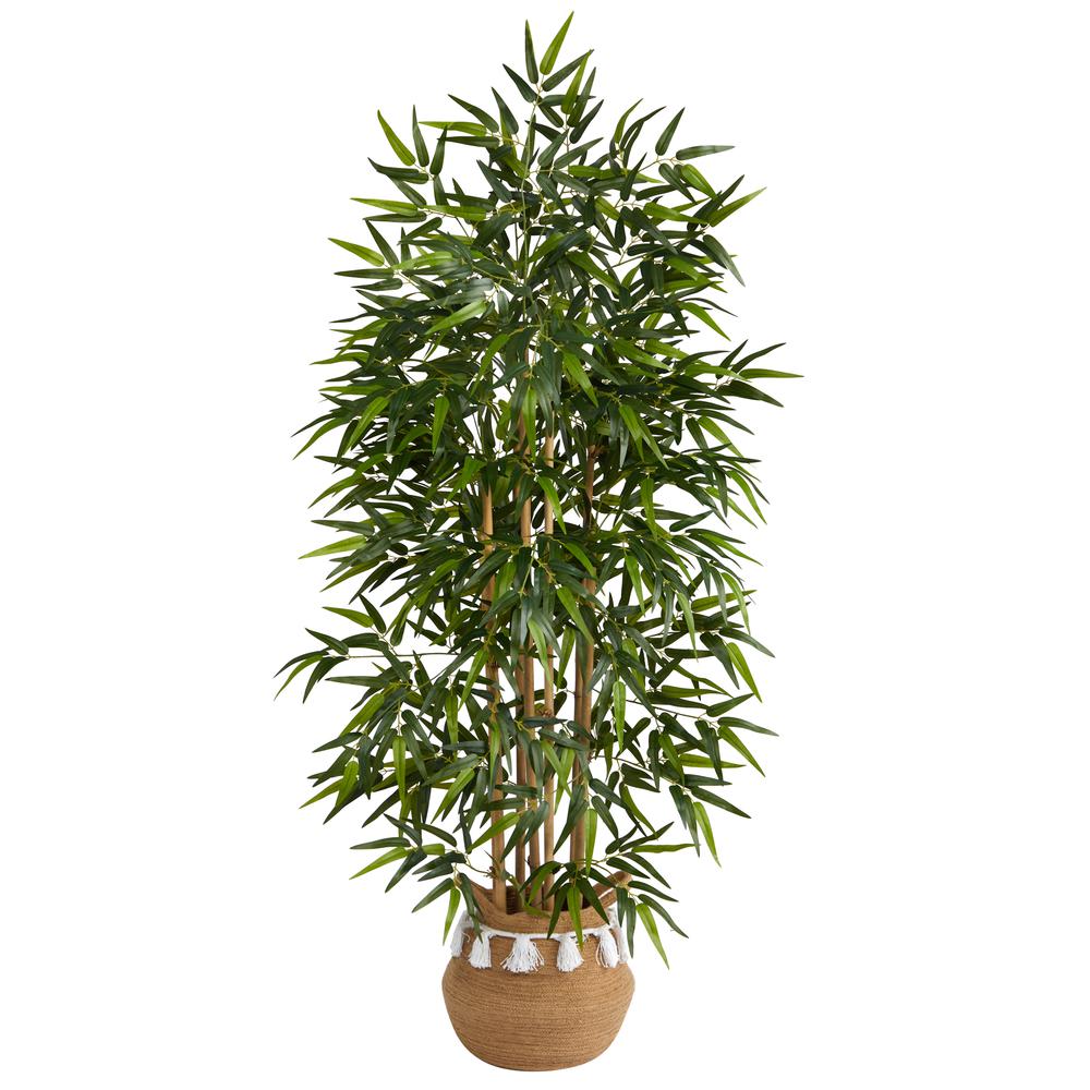 64in. Bamboo Artificial Tree with Natural Bamboo Trunks. Picture 1