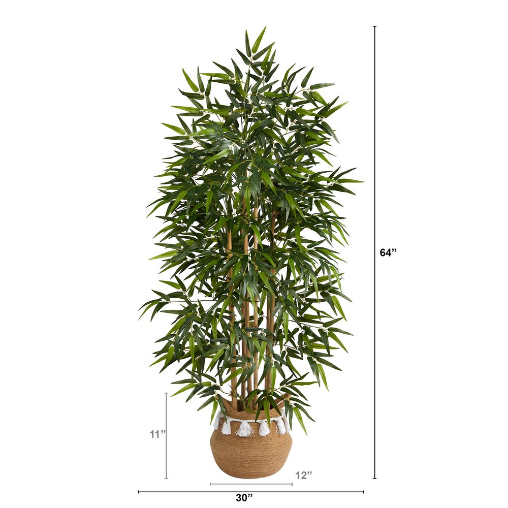 64in. Bamboo Artificial Tree with Natural Bamboo Trunks. Picture 2