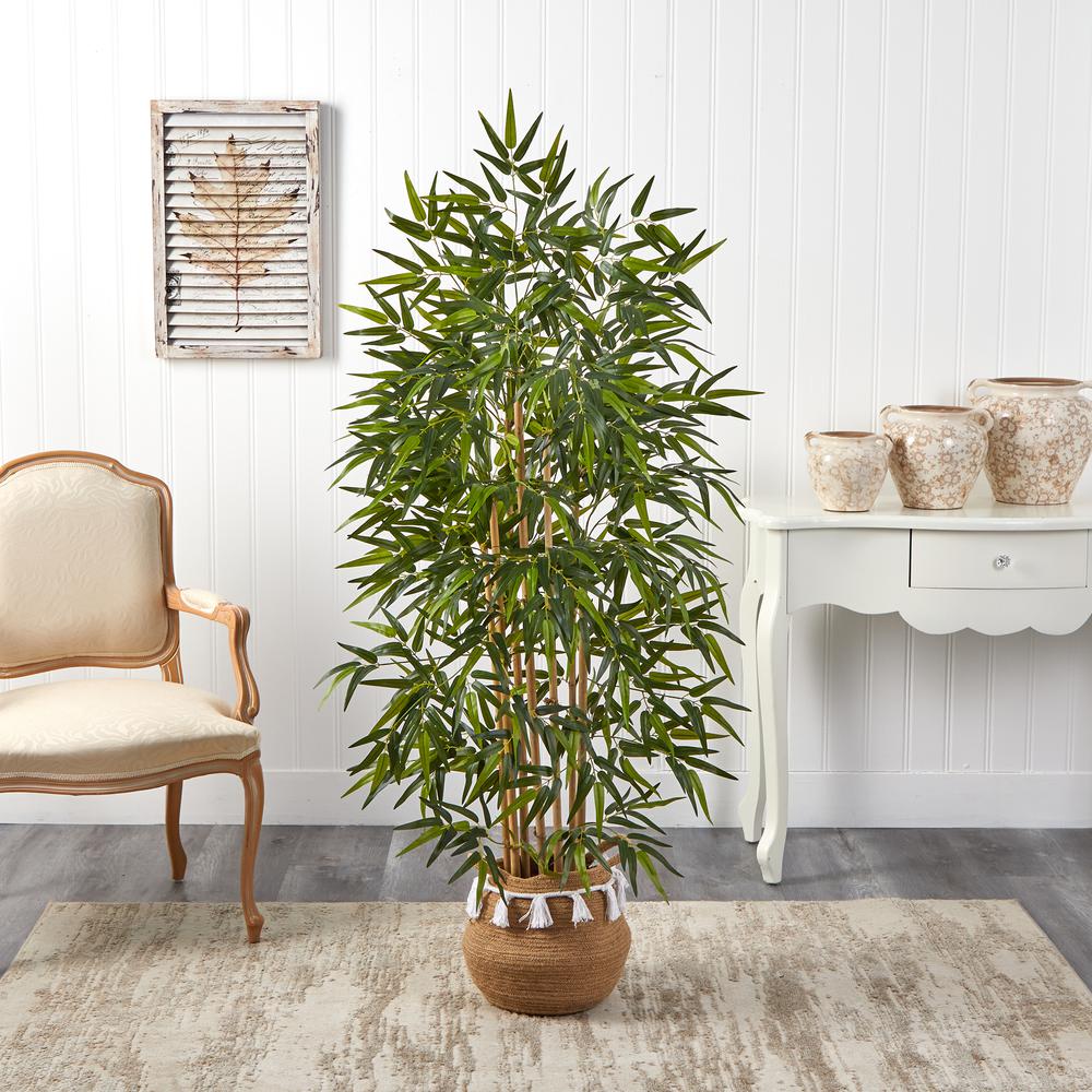 64in. Bamboo Artificial Tree with Natural Bamboo Trunks. Picture 3