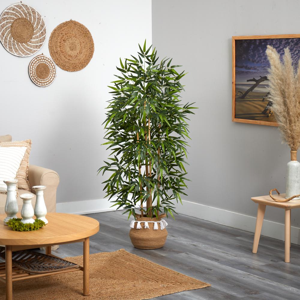 64in. Bamboo Artificial Tree with Natural Bamboo Trunks. Picture 4