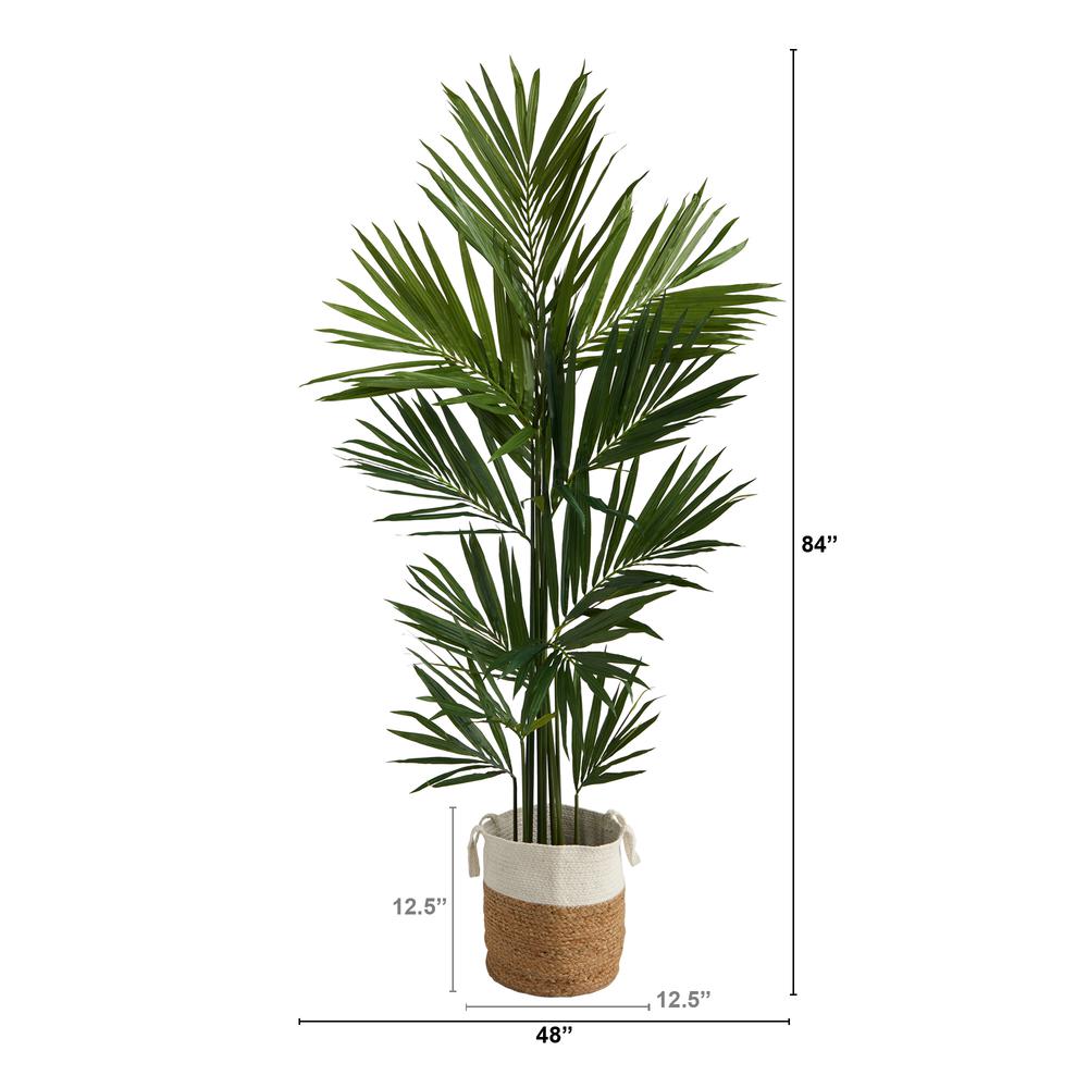 7ft. Kentia Artificial Palm in Handmade Natural Jute and Cotton Planter. Picture 2