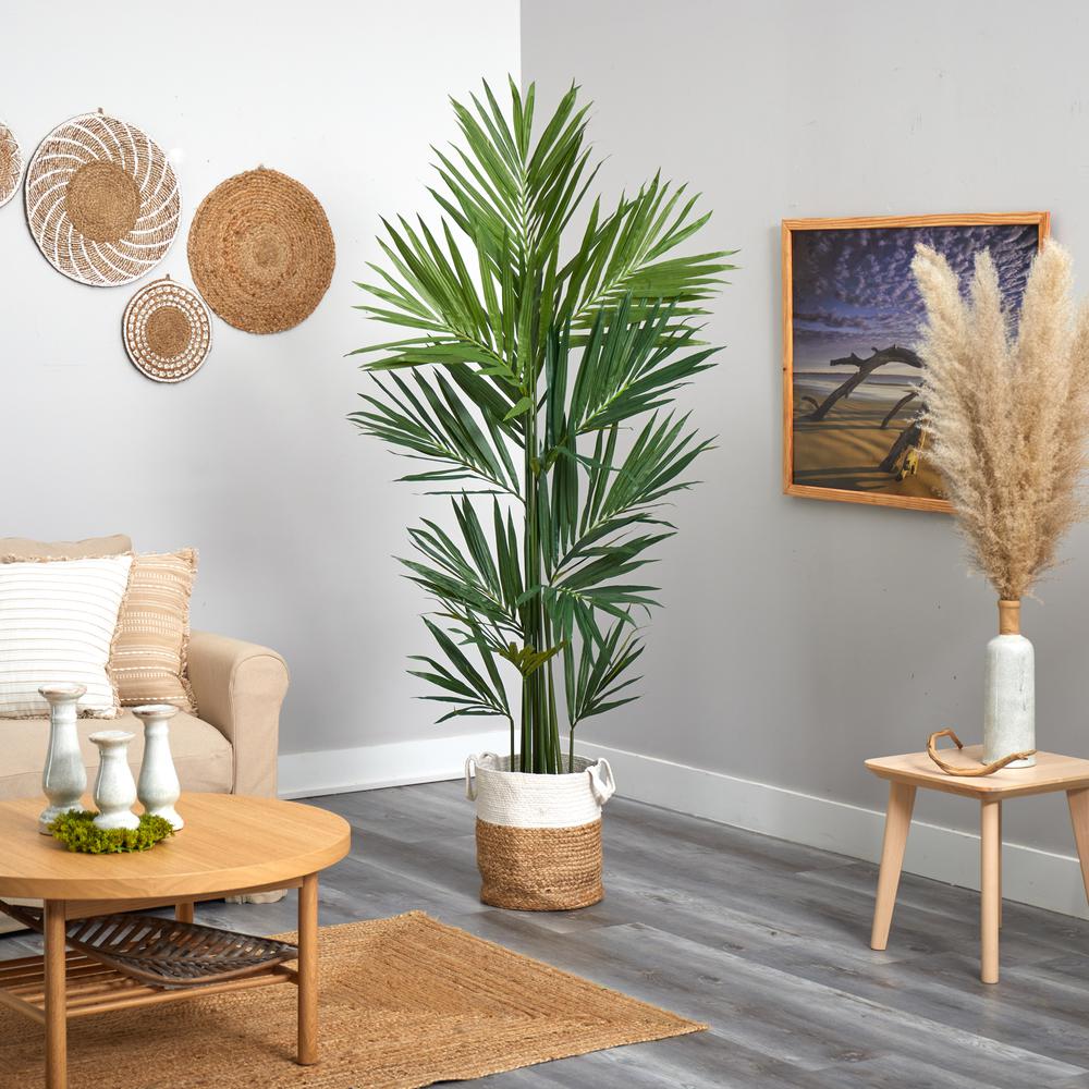 7ft. Kentia Artificial Palm in Handmade Natural Jute and Cotton Planter. Picture 4