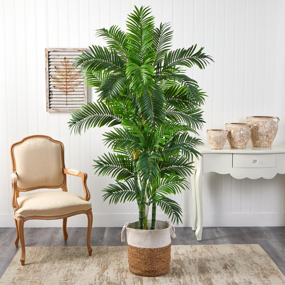 Curvy Parlor Artificial Palm Tree in Handmade Natural Jute and Cotton Planter. Picture 3