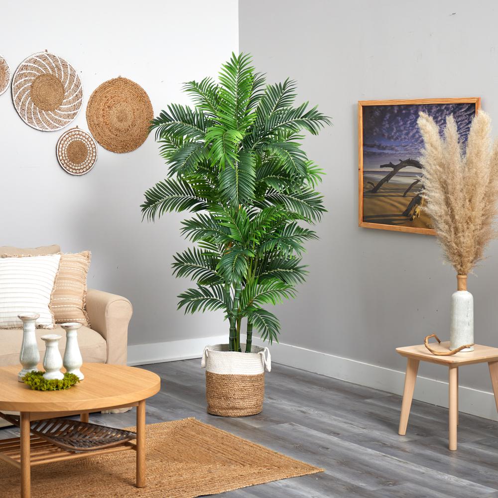 Curvy Parlor Artificial Palm Tree in Handmade Natural Jute and Cotton Planter. Picture 4