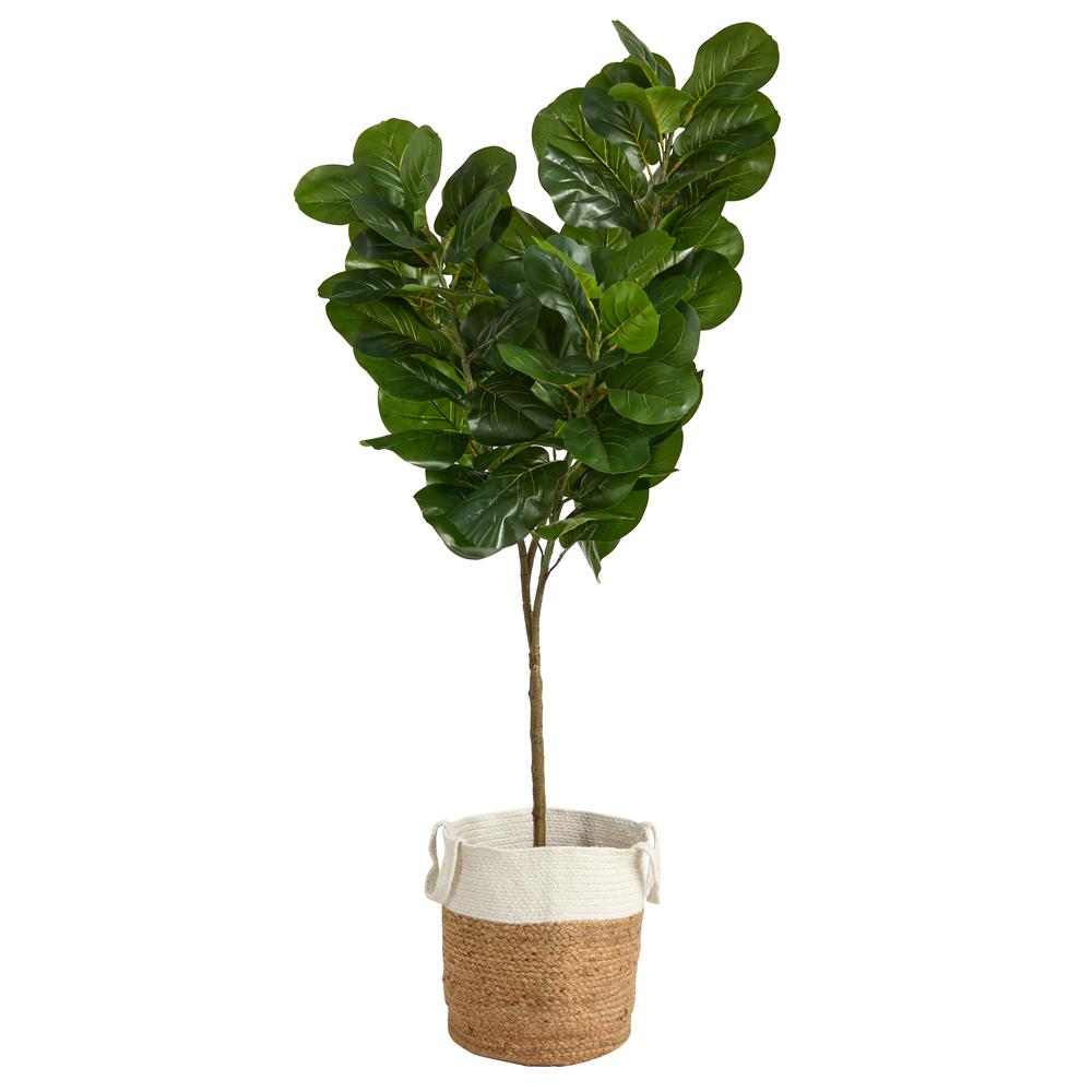 6ft. Fiddle Leaf Fig Artificial Tree in Handmade Natural Jute and Cotton Planter. Picture 1