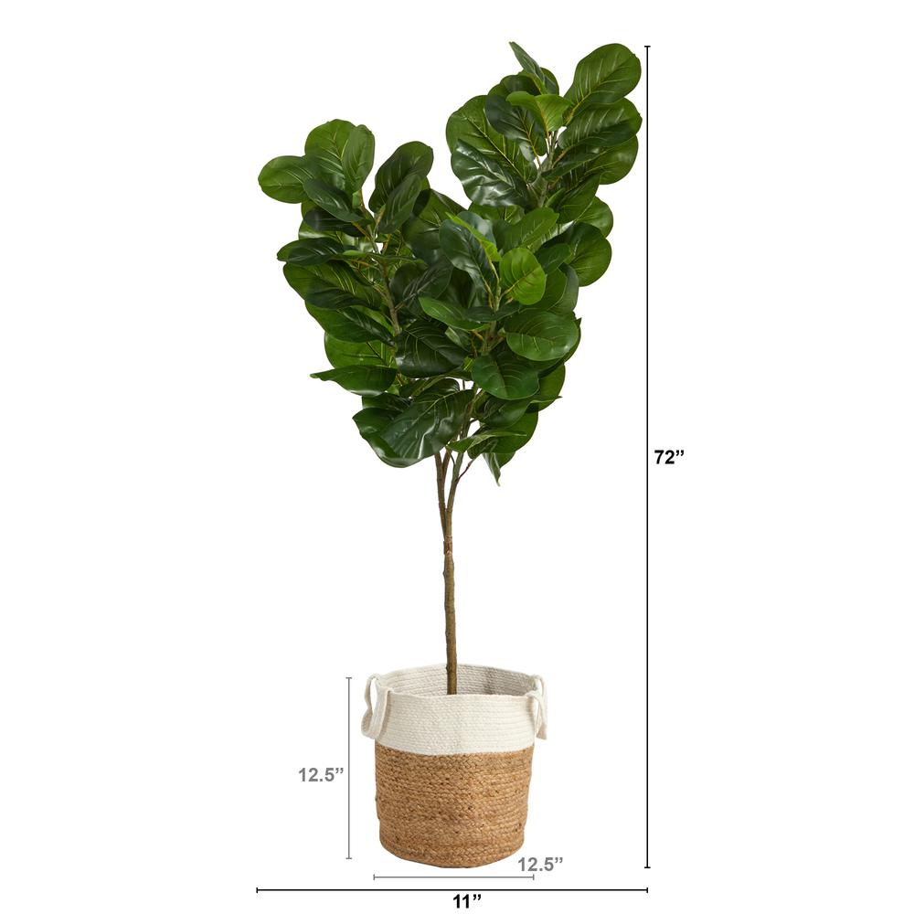 6ft. Fiddle Leaf Fig Artificial Tree in Handmade Natural Jute and Cotton Planter. Picture 2