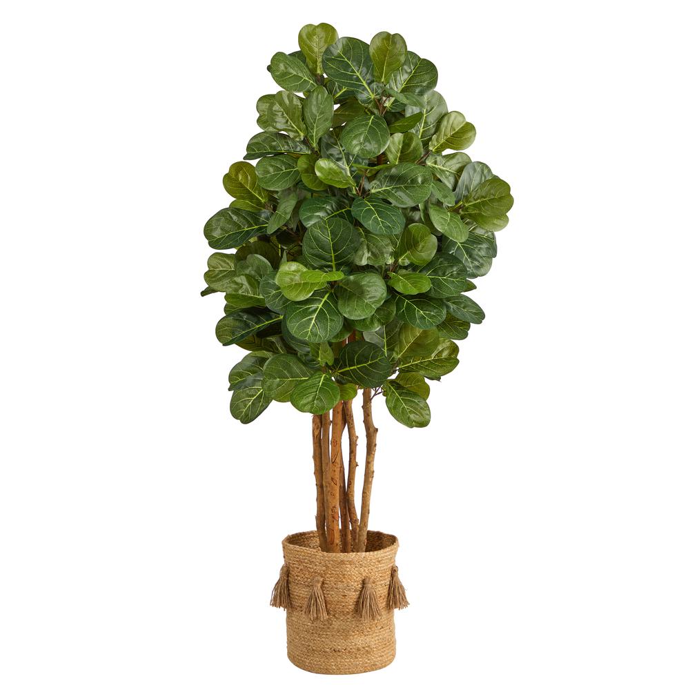 5ft. Fiddle Leaf Fig Artificial Tree in Handmade Natural Jute Planter. Picture 1