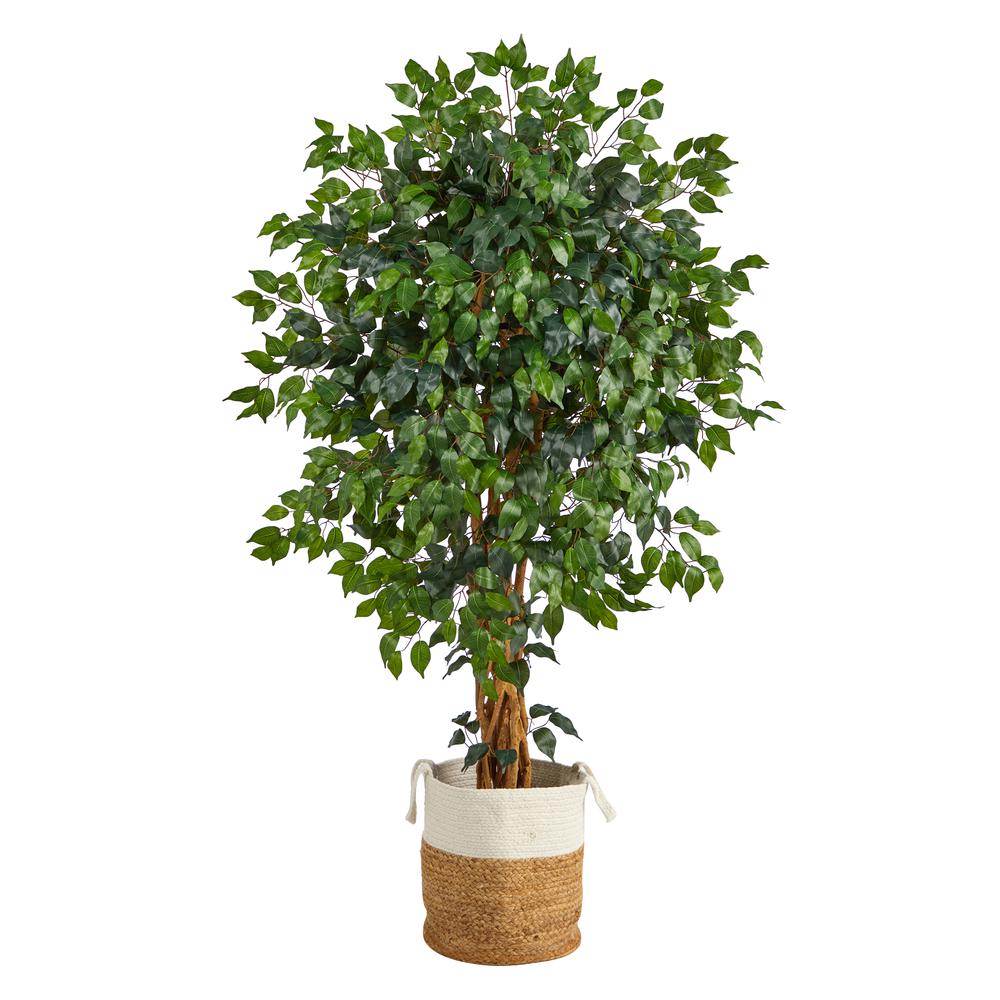 5.Palace Ficus Artificial Tree with in Handmade Natural Jute and Cotton Planter. Picture 1