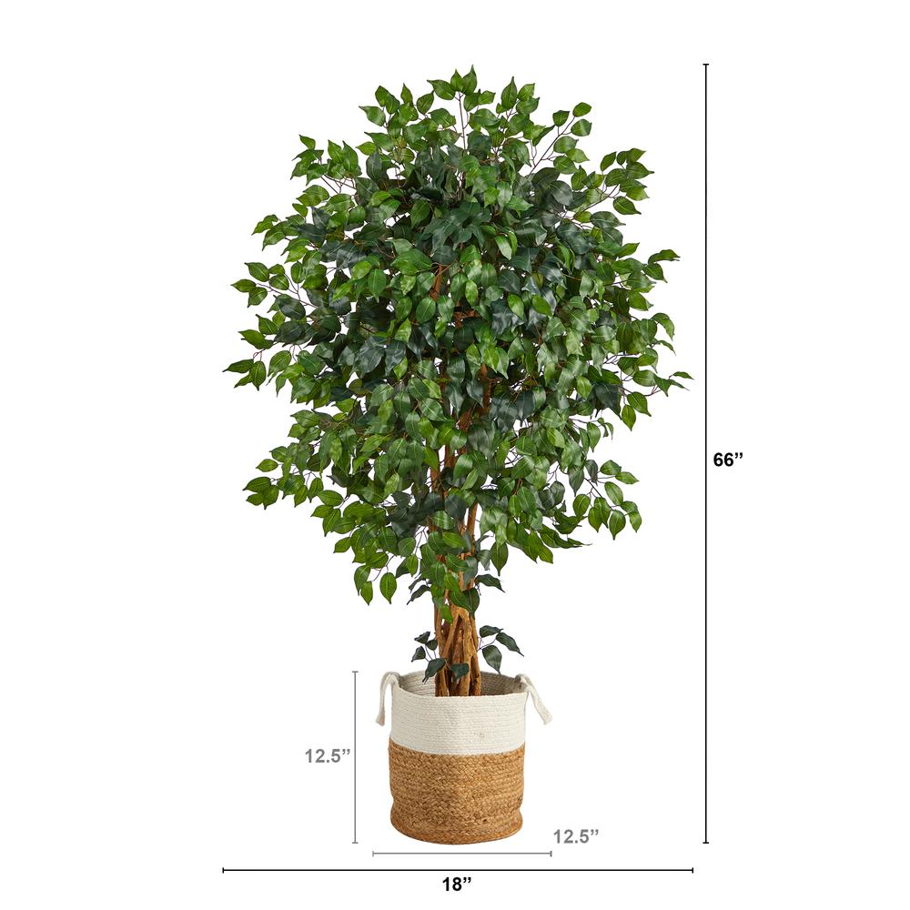 5.Palace Ficus Artificial Tree with in Handmade Natural Jute and Cotton Planter. Picture 2