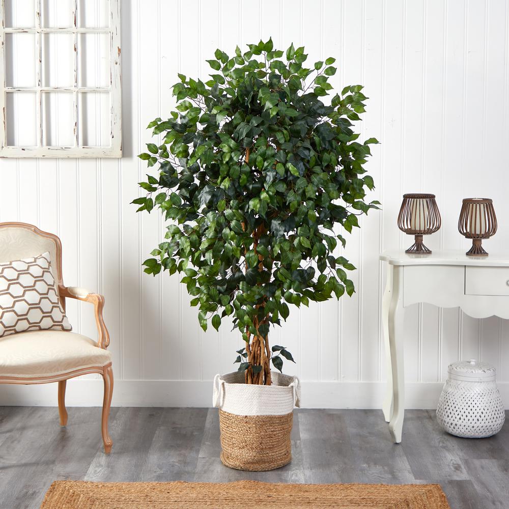 5.Palace Ficus Artificial Tree with in Handmade Natural Jute and Cotton Planter. Picture 3