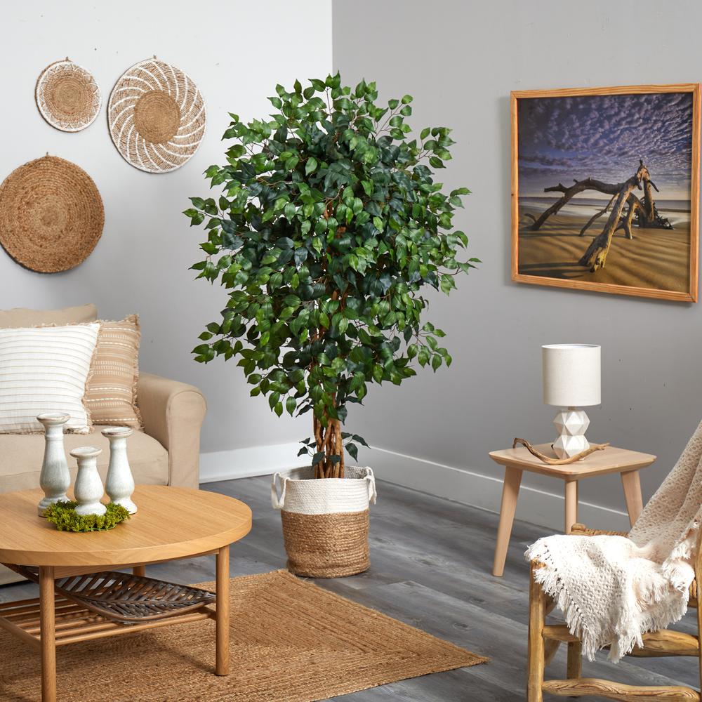 5.Palace Ficus Artificial Tree with in Handmade Natural Jute and Cotton Planter. Picture 4