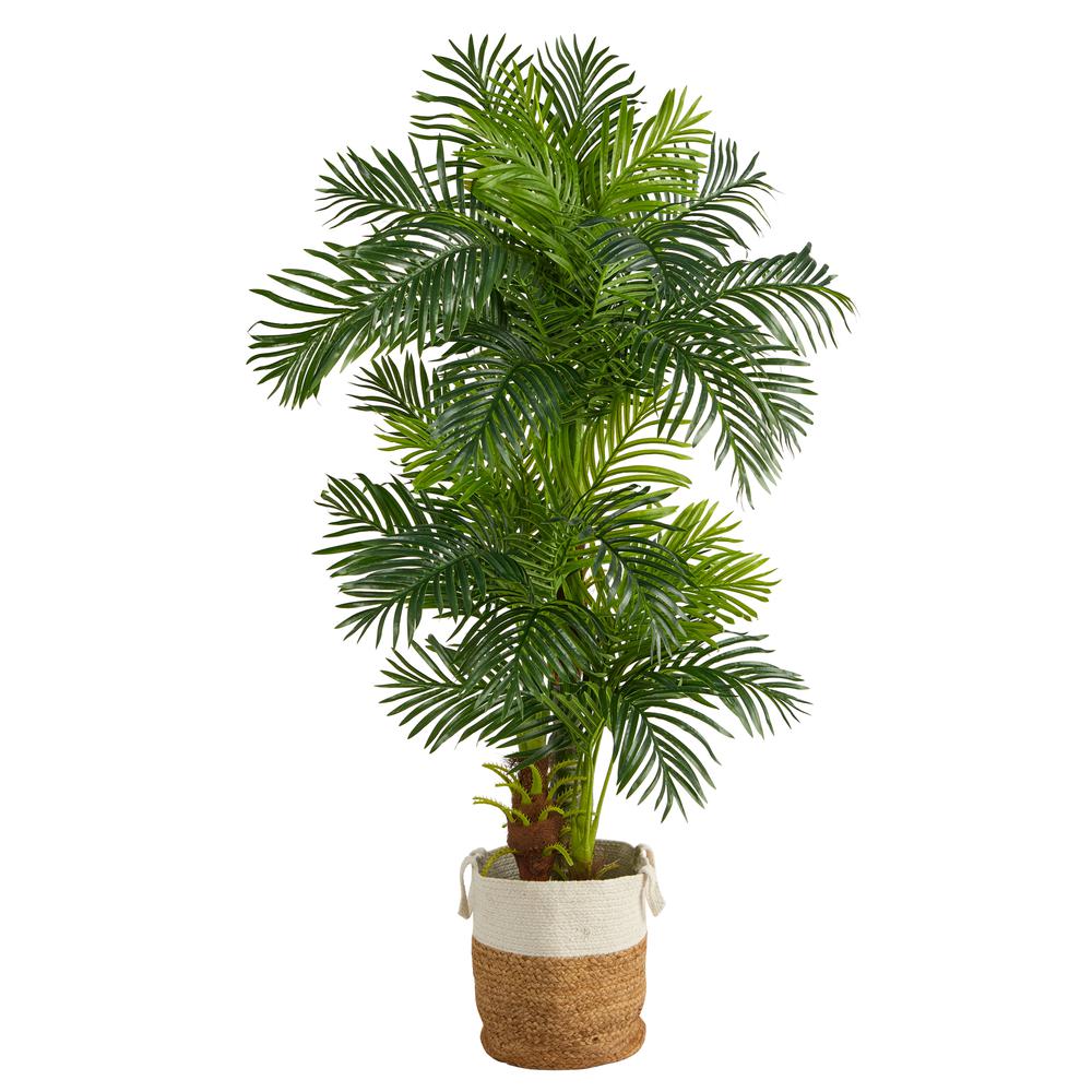 6ft. Hawaii Artificial Palm Tree in Handmade Natural Jute and Cotton Planter. Picture 1