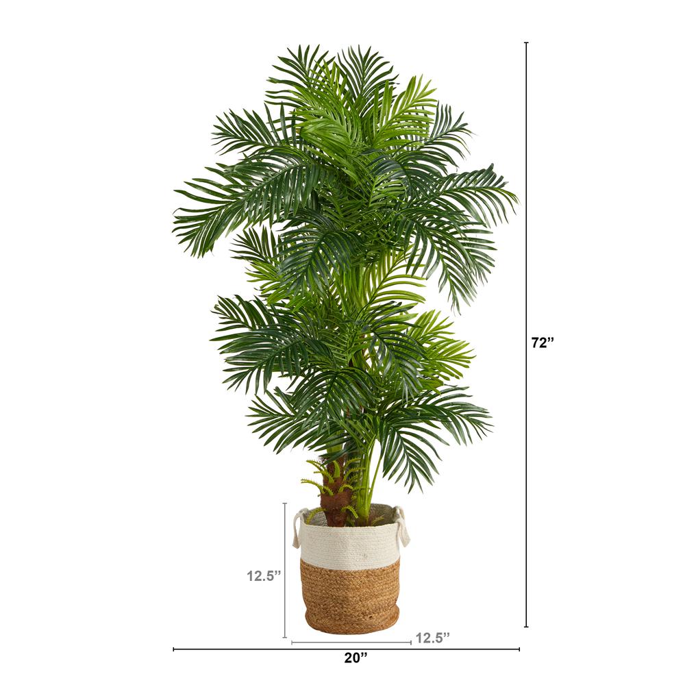 6ft. Hawaii Artificial Palm Tree in Handmade Natural Jute and Cotton Planter. Picture 2