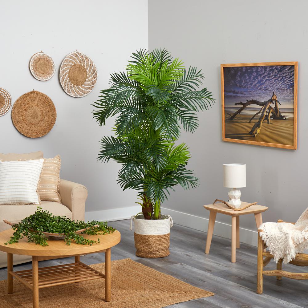 6ft. Hawaii Artificial Palm Tree in Handmade Natural Jute and Cotton Planter. Picture 4