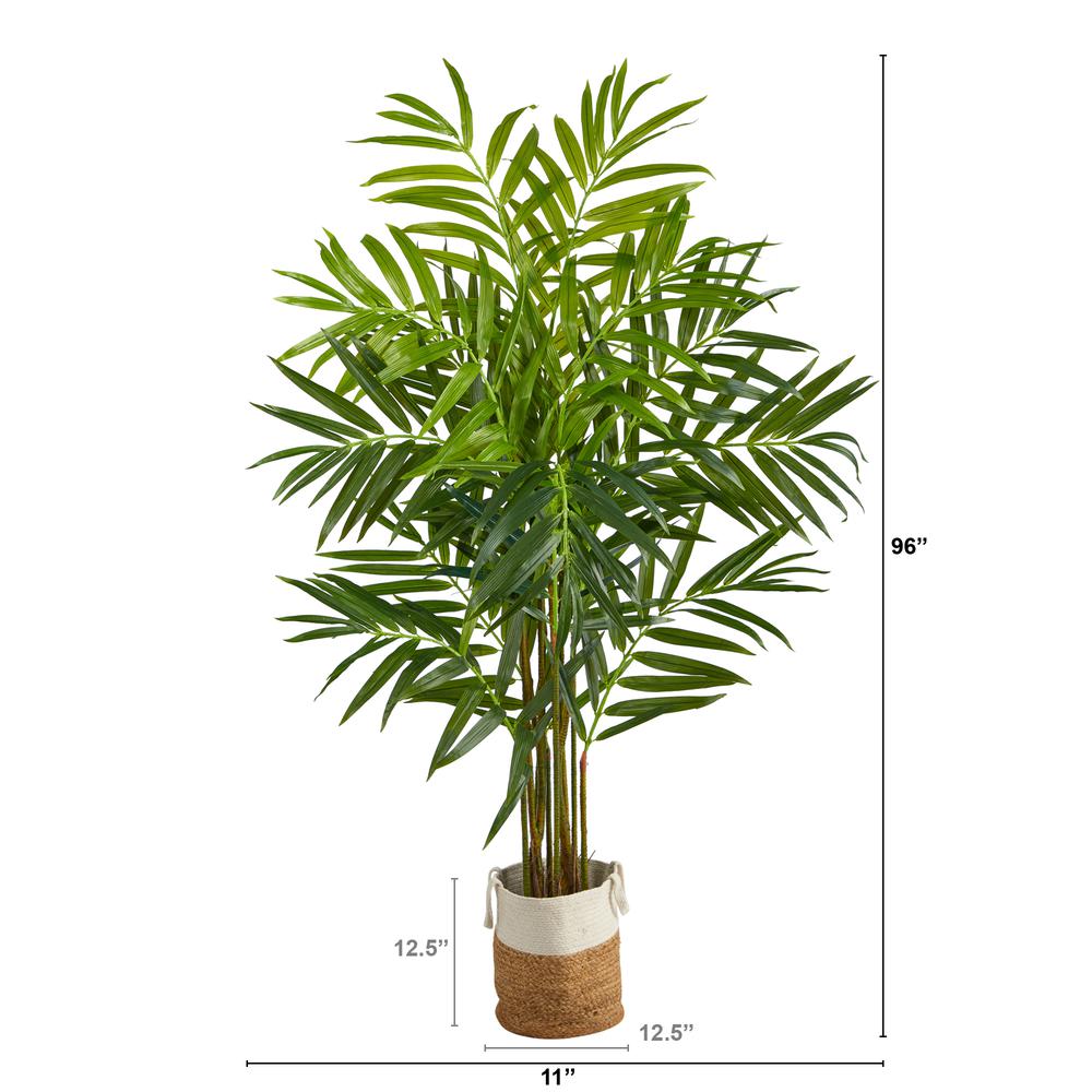 8ft. King Palm Artificial Tree with 12 Bendable Branches in Handmade Natural Jute and Cotton Planter. Picture 2
