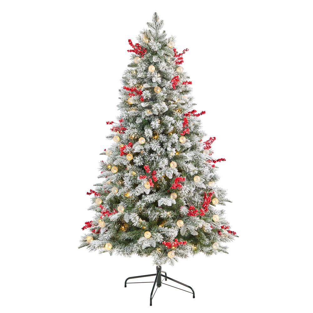 6ft. Snow Tipped Norwegian Christmas Tree with LED Lights. Picture 2