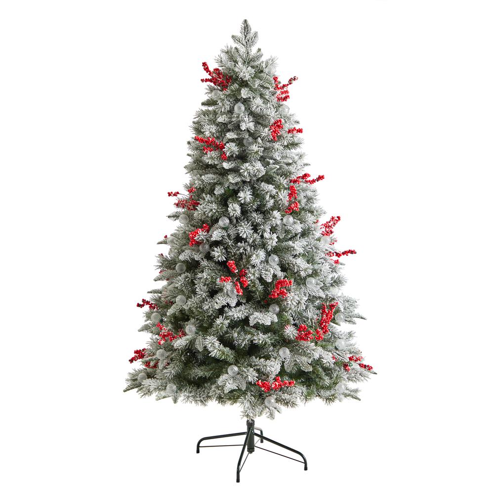 6ft. Snow Tipped Norwegian Christmas Tree with LED Lights. Picture 1
