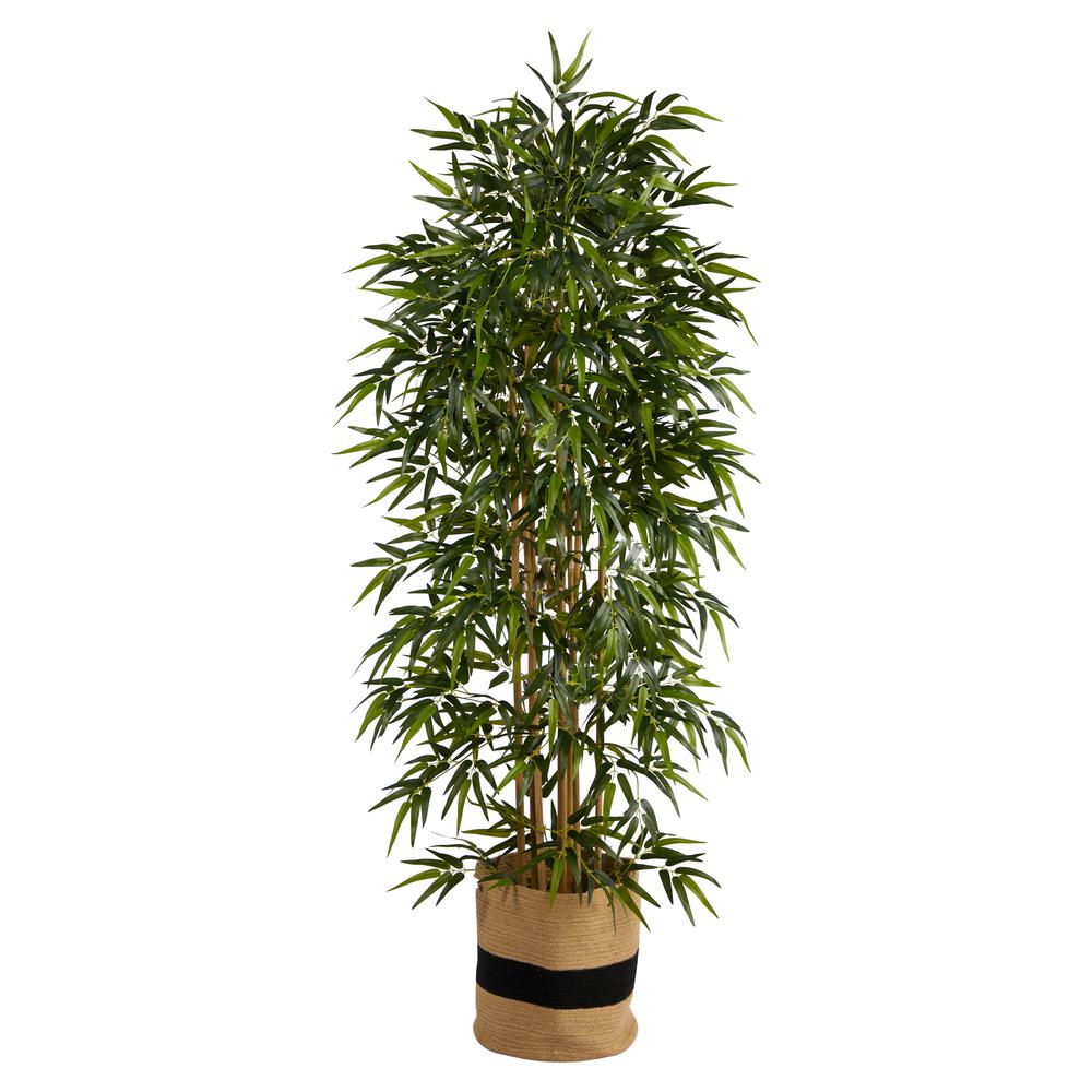 Bamboo Artificial Tree with 1024 Bendable Branches in Handmade Cotton Planter. Picture 1
