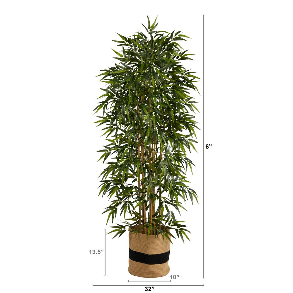 Bamboo Artificial Tree with 1024 Bendable Branches in Handmade Cotton Planter. Picture 2