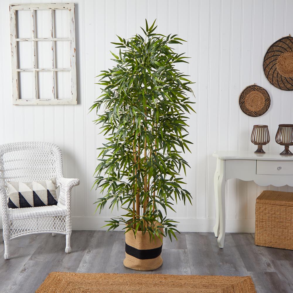 Bamboo Artificial Tree with 1024 Bendable Branches in Handmade Cotton Planter. Picture 3