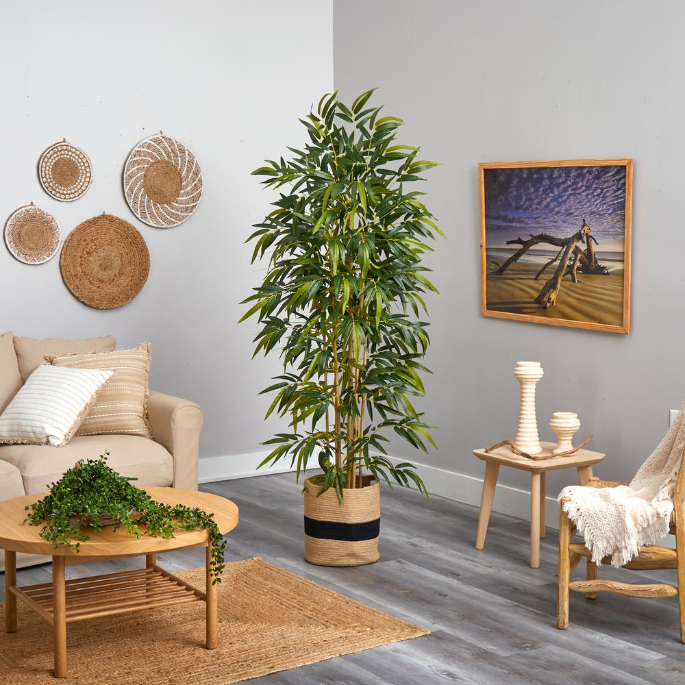 Bamboo Artificial Tree with 1024 Bendable Branches in Handmade Cotton Planter. Picture 4