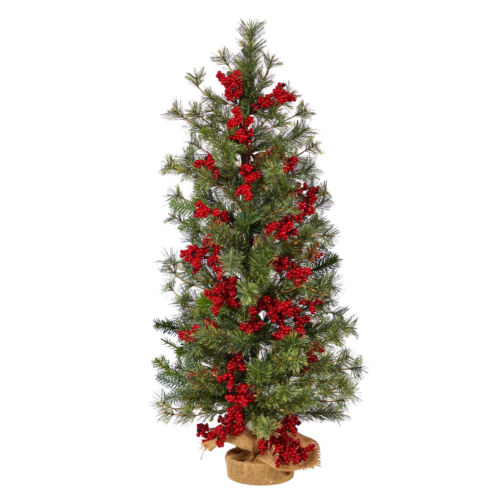 Berry and Pine Artificial Christmas Tree with 50 Warm White Lights. Picture 3
