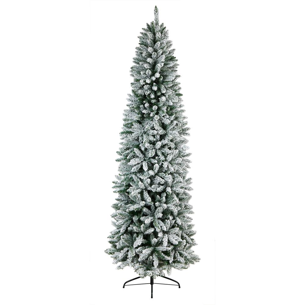 Flocked Montreal Fir Artificial Christmas Tree with 600 Warm White LED Lights. Picture 3
