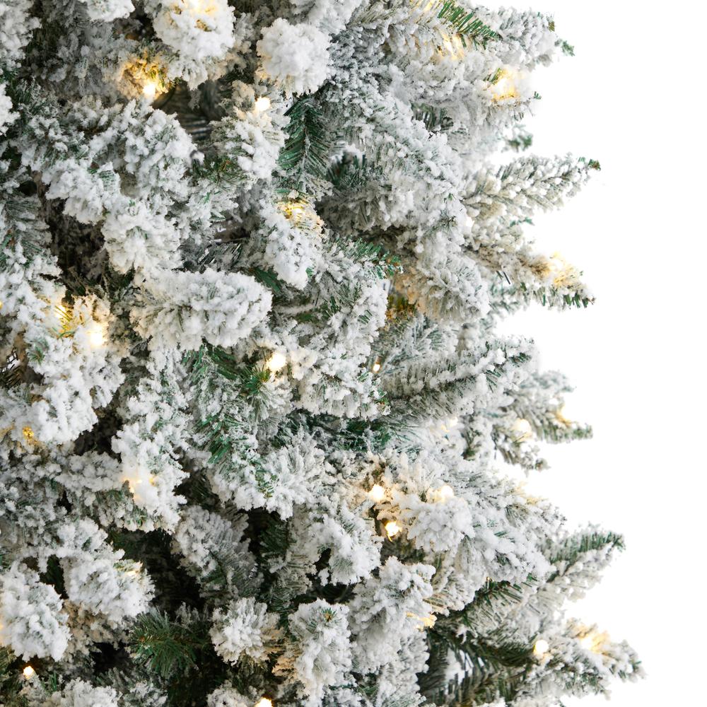 Flocked Montreal Fir Artificial Christmas Tree with 600 Warm White LED Lights. Picture 4