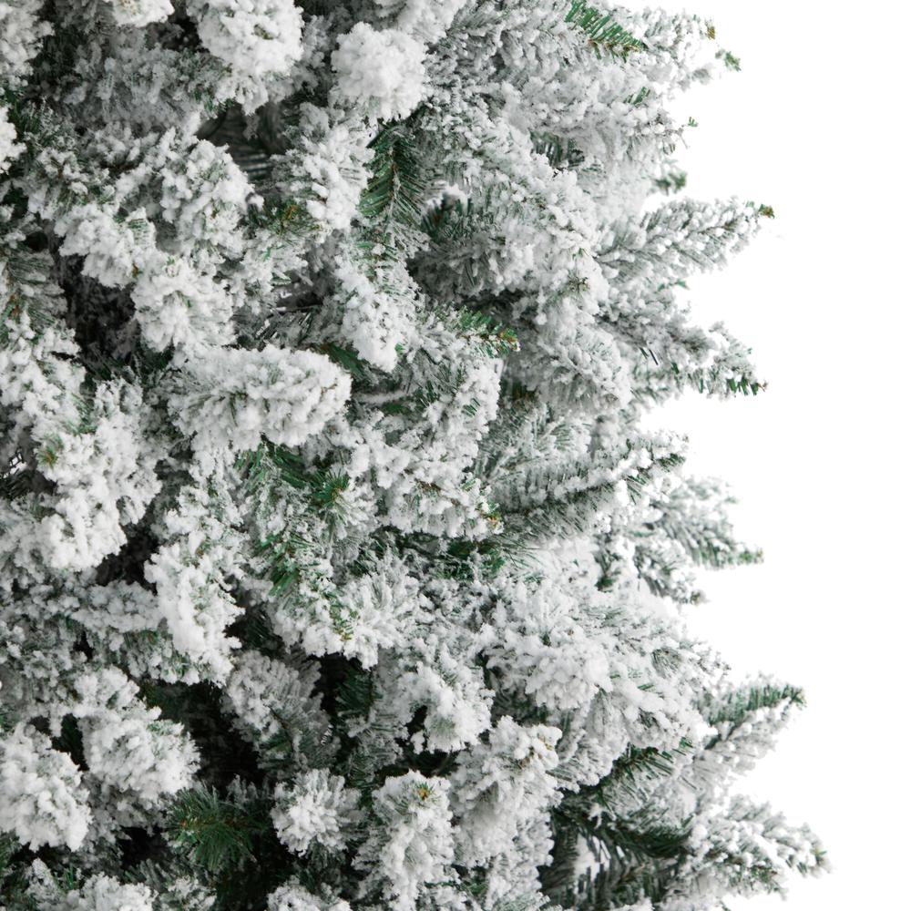 Flocked Montreal Fir Artificial Christmas Tree with 600 Warm White LED Lights. Picture 5