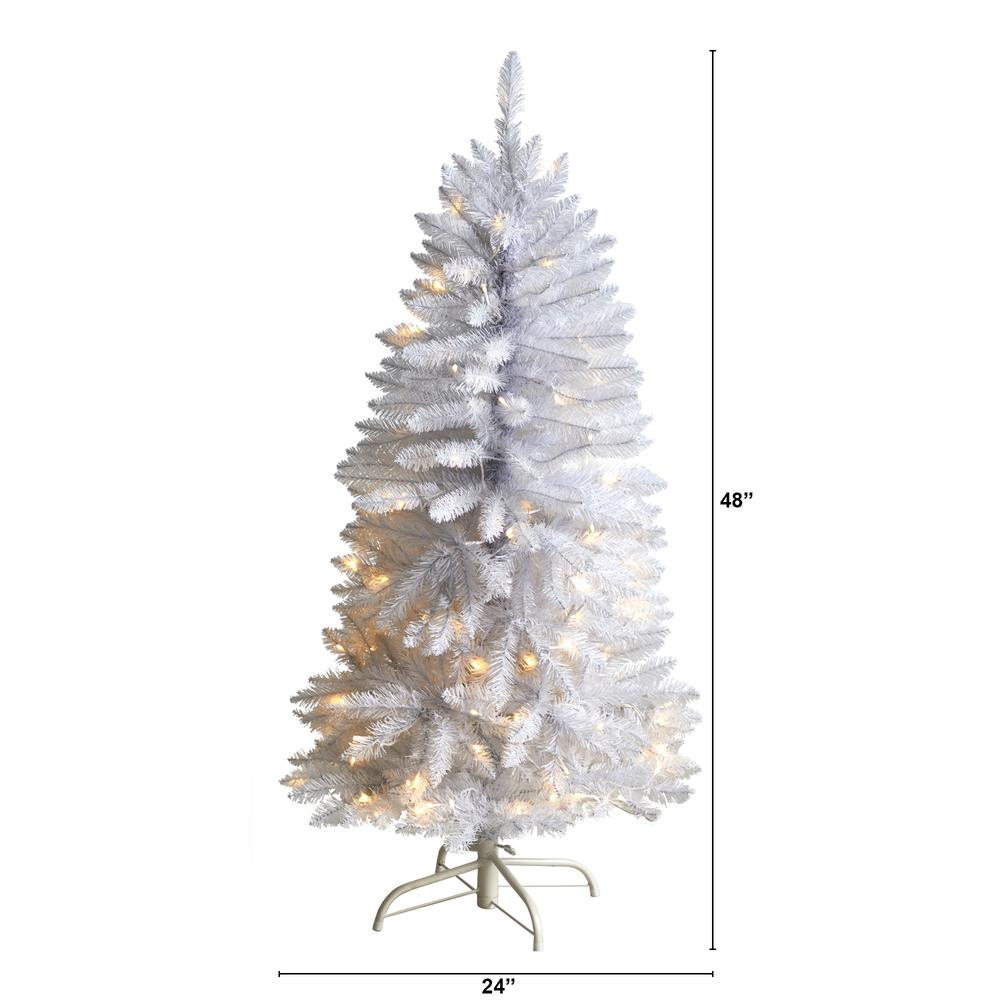4ft. Slim White Artificial Christmas Tree with 100 Warm White LED Lights and 293 Bendable Branches. Picture 2