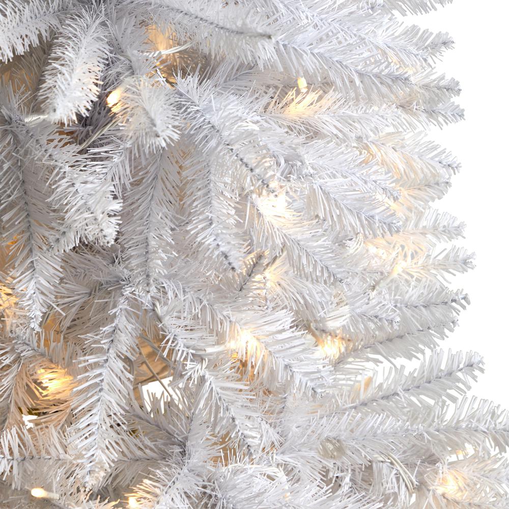 4ft. Slim White Artificial Christmas Tree with 100 Warm White LED Lights and 293 Bendable Branches. Picture 4