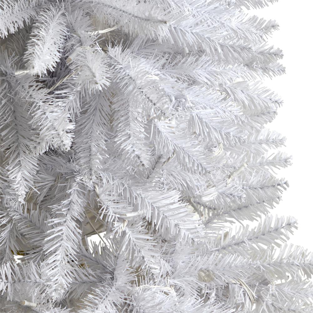 4ft. Slim White Artificial Christmas Tree with 100 Warm White LED Lights and 293 Bendable Branches. Picture 5