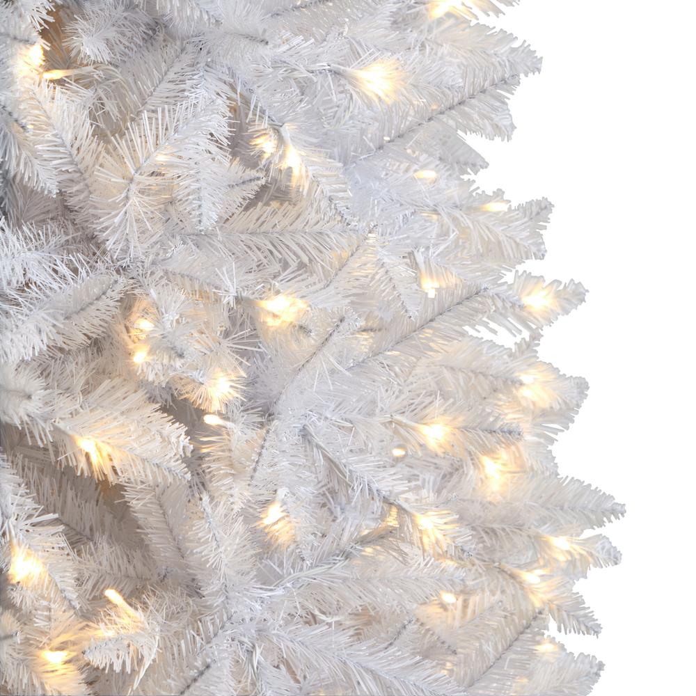10ft. Slim White Artificial Christmas Tree with 800 Warm White LED Lights and 2420 Bendable Branches. Picture 3