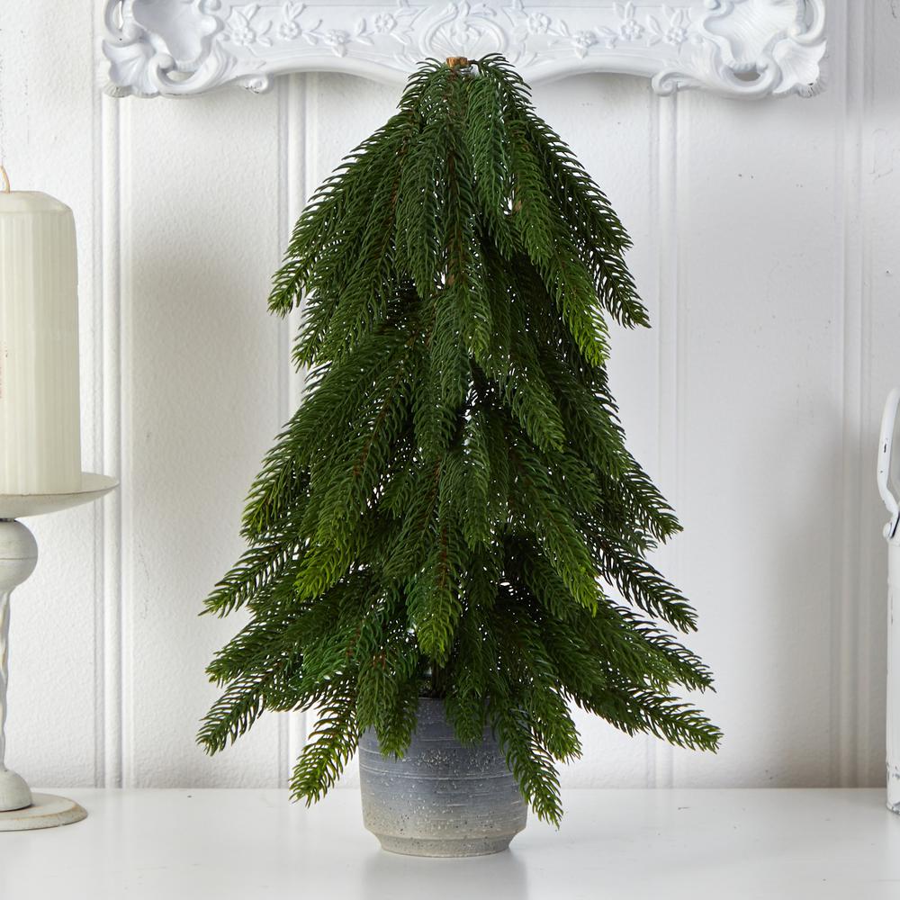 17in. Christmas Pine Artificial Tree in Decorative Planter. Picture 3