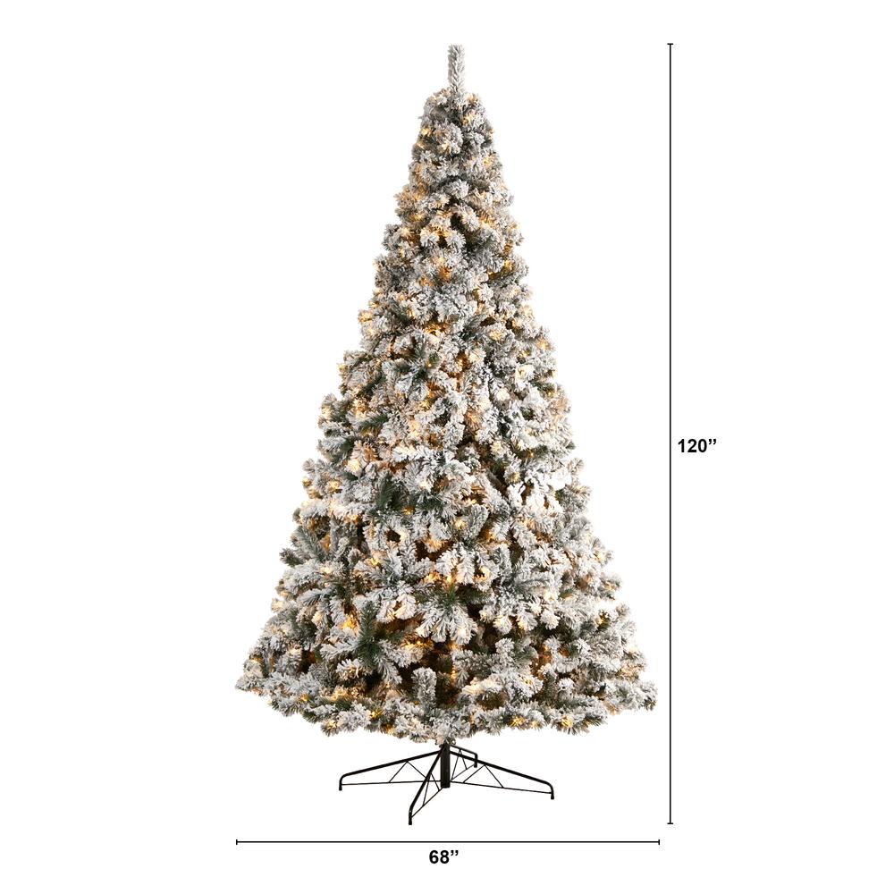 10ft. Flocked West Virginia Fir Artificial Christmas Tree with 800 Clear LED Lights and 1680 Tips. Picture 2