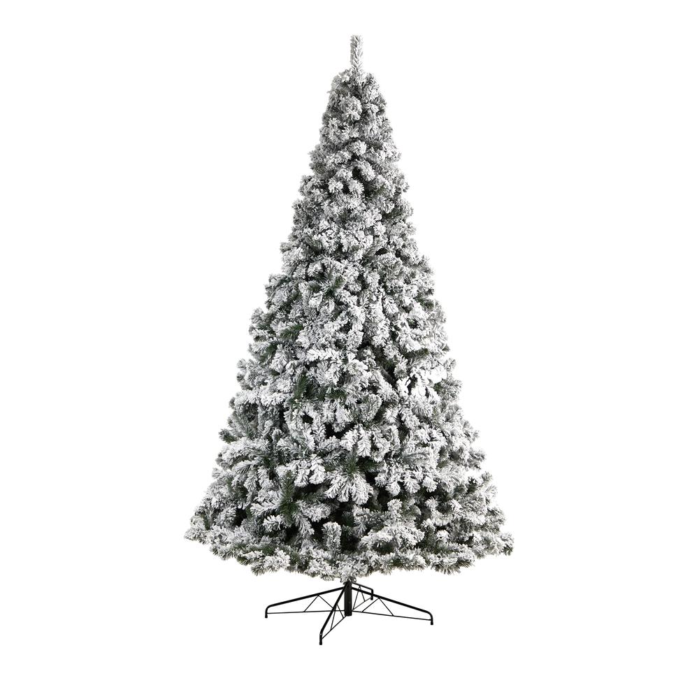 10ft. Flocked West Virginia Fir Artificial Christmas Tree with 800 Clear LED Lights and 1680 Tips. Picture 3