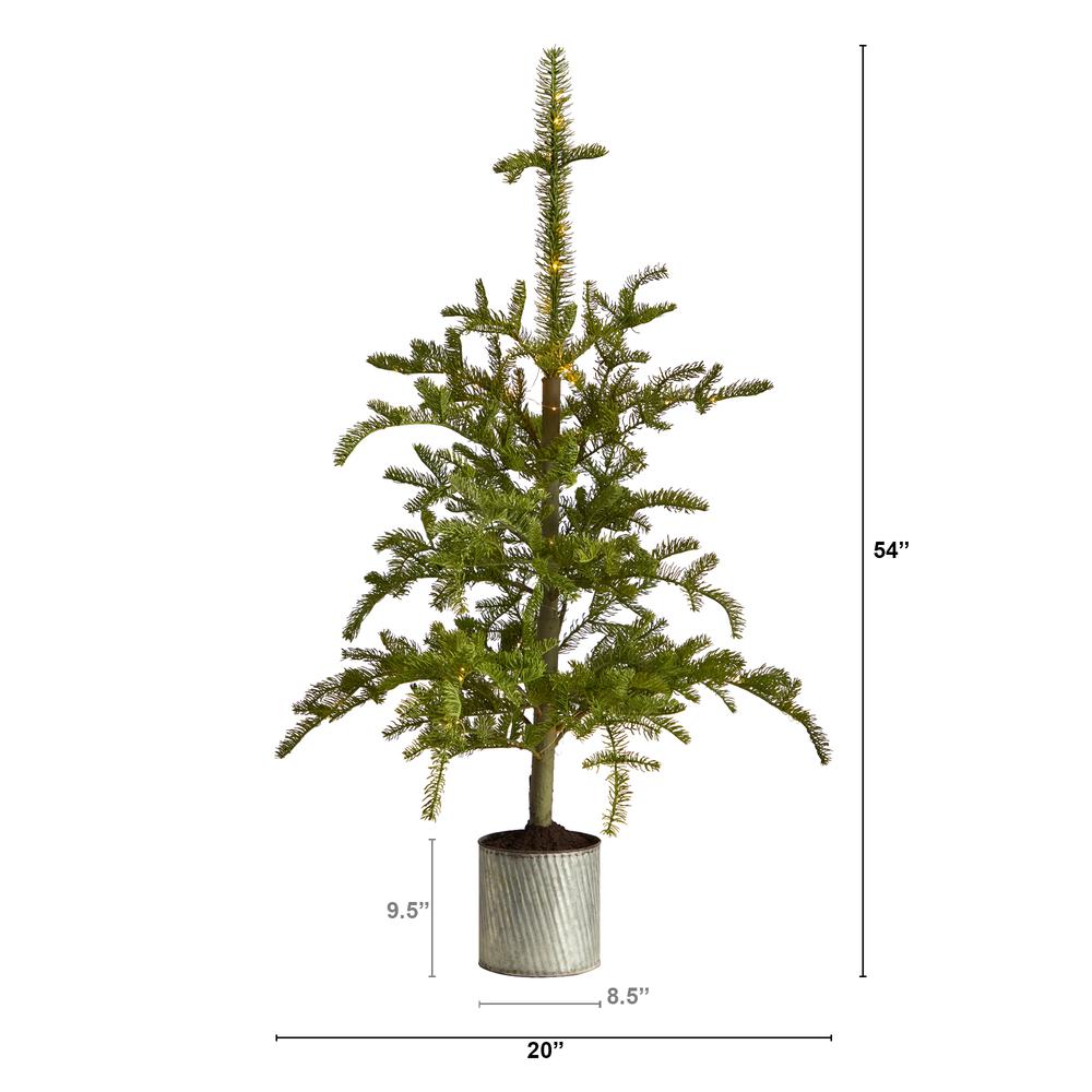 4.5ft. Pre-Lit Christmas Pine Artificial Tree in Decorative Planter. Picture 2