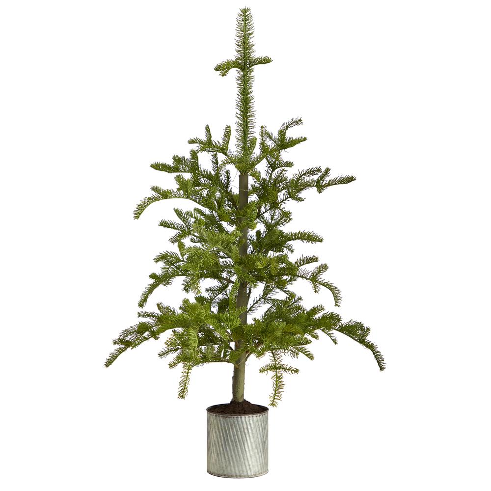 4.5ft. Pre-Lit Christmas Pine Artificial Tree in Decorative Planter. Picture 3